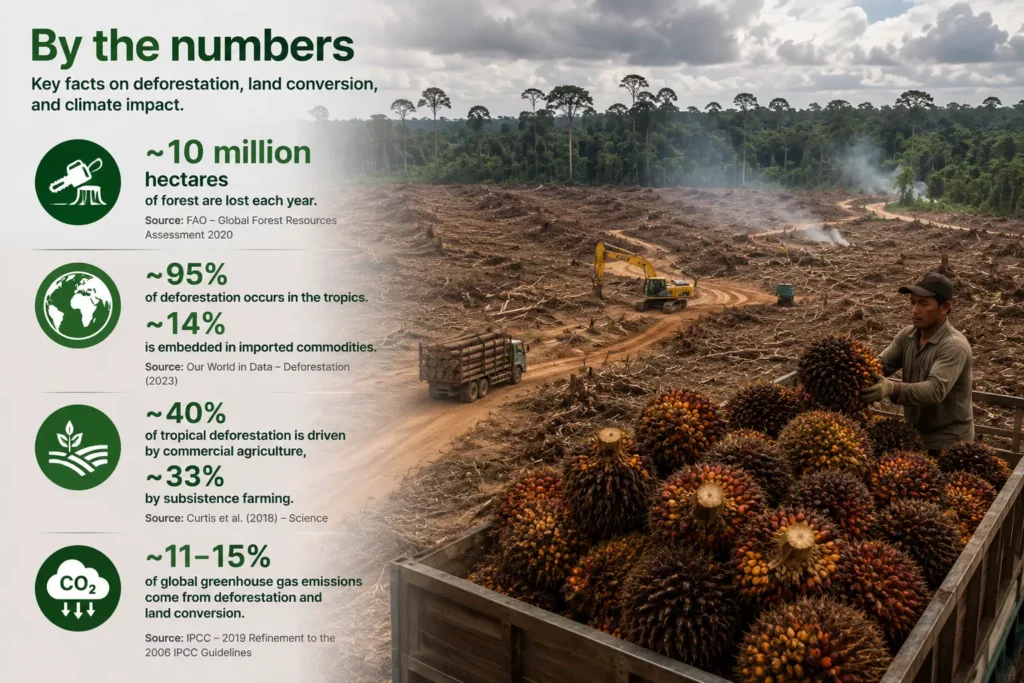 Deforestation embedded in traded commodities across global supply chains