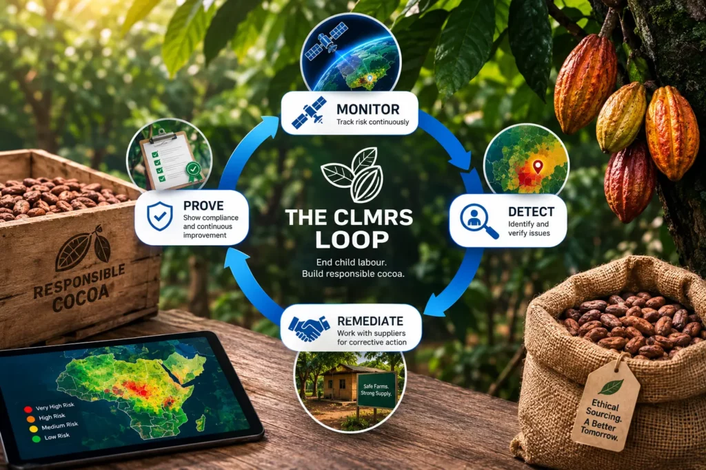 The CLMRS loop of monitor, detect, remediate and prove for ending child labour and building responsible cocoa sourcing