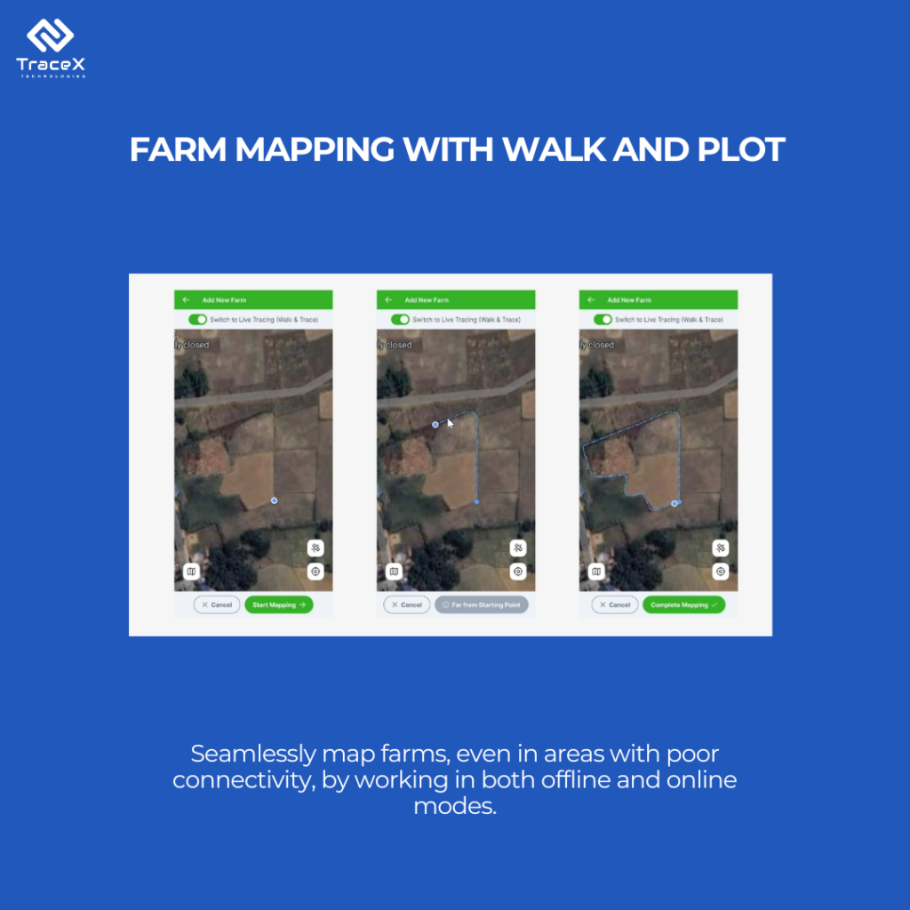 farm mapping, farm mapping with walk and plot, cocoa farm mapping